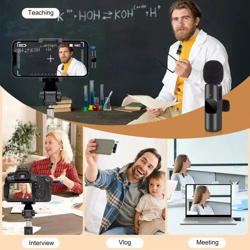 VIKEFON Microphone Wireless Lavalier for Live Streaming/YouTube/TikTok/Facebook Live Noise Reduction Mic For iPhone/Android